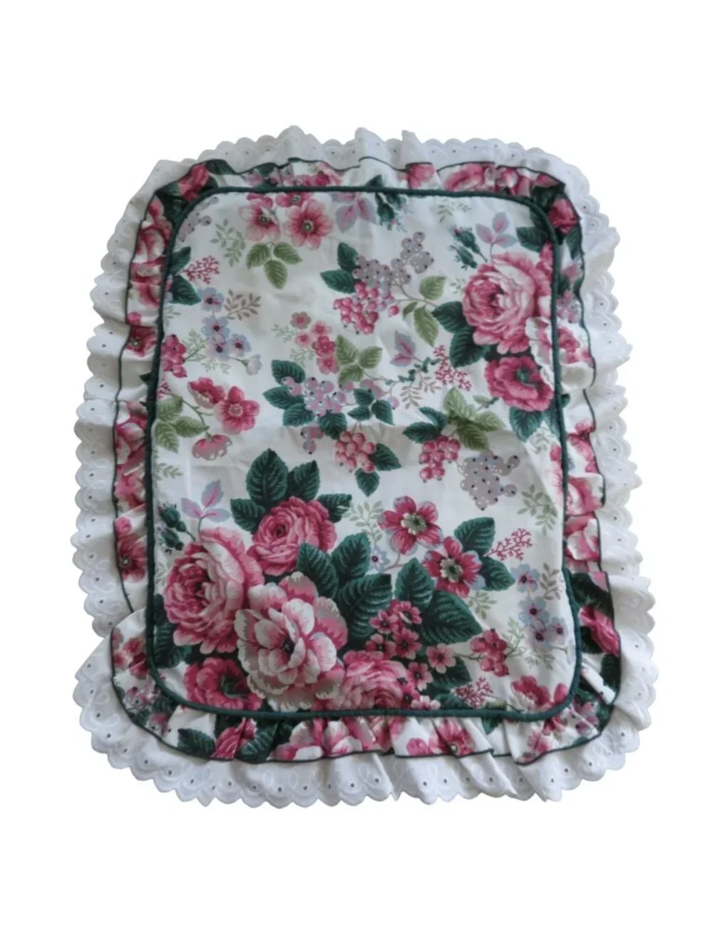 Vintage Waverly Pleasant Valley Floral Pillow Sham Ruffled Eyelet Trim Standard